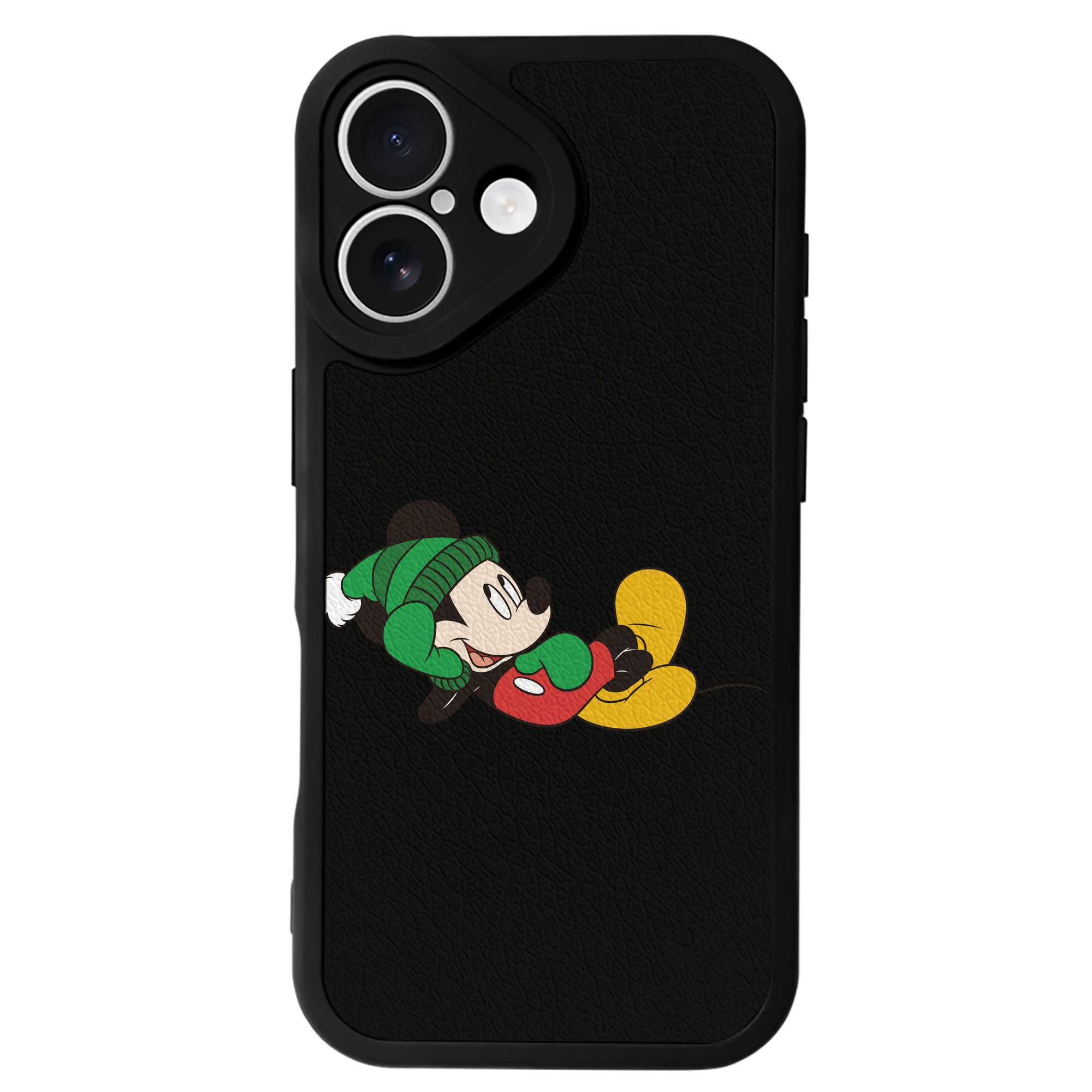 （画像用） ミッキーマウス Mickey Mouse 【iPhone 16シリーズ対応】シリコンスマホケース（レザー調） 材質：シリコン